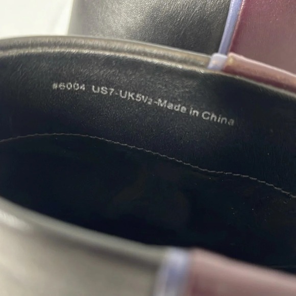 CABI Bissett Leather Colorblock Boots Black Mulberry Periwinkle Heels Zip Size 7 - Picture 12 of 16